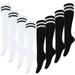 Kids Youth Adult Soccer Socks 1/2/3/4/5 Pack Knee High Striped Tube Athletic Socks For Boys & Girls