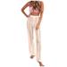 Ladies Lightweight Pants Sexy Knit Beach Low Waist High Waist Fashion Relaxed-Fit Casual Business Long Trousers Soft Wide-Leg Dress Golf Regular Outdoor Slacks