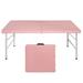 4 FT Portable Folding Table Indoor Outdoor Portable Heavy Duty Camping Table Wedding Event Utility Game Desk w/Handle and Steel Legs No Need Assembly Camping Table for Picnic Dining Party Pink
