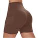 Zpanxa Womens Shorts Clearance High Waisted Yoga Shorts Sport Leggings Booty Shorts Workout Exercise Volleyball Shorts Casual Summer Biker Shorts with Pockets Brown B XXL