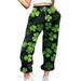 Soft Pants For Women St Pa Day Print Sweatpants High Waist Jogger Stretch Lightweight Casual Business Long Trousers Classic Fashion Golf Office Slacks with Pockets