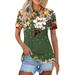 Susanny Women s Golf Polo Shirts UPF 50+ Quick Dry Ladies Floral Tenni Shirts Short Sleeve Athletic Collared Shirt Army Green 2XL