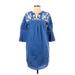 Joie Casual Dress - Shift V-Neck 3/4 sleeves: Blue Dresses - Women's Size X-Small