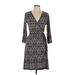 Max Studio Casual Dress - Wrap: Gray Fair Isle Dresses - Women's Size Medium