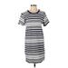 BP. Casual Dress - Shift Crew Neck Short sleeves: White Stripes Dresses - Women's Size Small