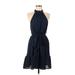 Shein Casual Dress - Mini Mock Sleeveless: Blue Solid Dresses - Women's Size Medium