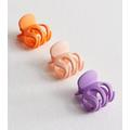 3 Pack Purple Orange and Pale Pink Mini Hair Claw Clips New Look