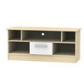 Welcome Furniture Ready Assembled Contrast 1 Drawer Tv & Media Unit In White Gloss & Bardolino Oak