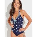 Pour Moi Beach House Underwired Halter Tankini Top - Navy/White