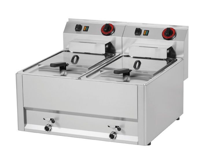 A&S polarny Elektro Doppel-Fritteuse Friteuse Standgerät 2x 8 Liter 660x600x290mm Fritöse Image