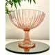 Gorgeous Vintage Large Pedestal Ribbed Pink Glass Bowl. Display Piece, Fruit Bowl, MCM Table Centrepiece. Fab Vintage Modern Coloured Glass!