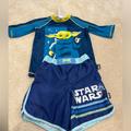 Disney Swim | Kids Disney Baby Yoda. Swim Shorts And Swim Shirt. Size 5/6. Previously Loved. | Color: Blue | Size: 5/6