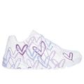 Skechers Girl's JGoldcrown: Uno Lite - Spread the Love Sneaker | Size 1.5 | White/Light Purple | Synthetic | Machine Washable