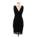 Express Casual Dress - Party Plunge Sleeveless: Black Solid Dresses - Women's Size Medium
