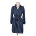 INC International Concepts Casual Dress - Shirtdress Collared 3/4 sleeves: Blue Print Dresses - Women's Size 6