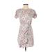 Rebecca Taylor Casual Dress - Mini Crew Neck Short sleeves: Pink Print Dresses - Women's Size Small