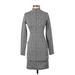 Athleta Casual Dress - Sheath High Neck Long sleeves: Gray Solid Dresses - Women's Size X-Small