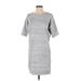 Banana Republic Casual Dress - Shift Crew Neck Short sleeves: Gray Marled Dresses - Women's Size X-Small