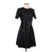 CATHERINE Catherine Malandrino Casual Dress - A-Line High Neck Short sleeves: Black Solid Dresses - Women's Size 6