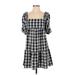 Divided by H&M Casual Dress - DropWaist Square Short sleeves: Black Print Dresses - Women's Size Small