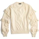J. Crew Sweaters | J. Crew Ivory Ruffle Sleeve Crew Neck Sweater Xs | Color: Cream/White | Size: Xs