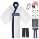 Ryomen Sukuna Cosplay Costume with Wig Ring Tattoo Sticker White Kimono Set Halloween Anime Kimono Outfit (Suit+Wig, XL)