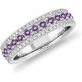 SAKSHAM ART DESIGN 2.00 Carat Round Shape February-amethyst & Cubic Zirconia Wedding or Anniversary womens and Girls Band Ring 14k White Gold Plated Size UK H To Z (Y)