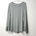 American Eagle Outfitters Tops | American Eagle Outfitters Womens Striped Long Sleeve Crew Neck Top Size Xl | Color: Green/Tan/White | Size: Xl