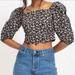 Levi's Tops | Levi’s Yvie Statement Blouse Women’s Sz S Cropped Black Agate Puff Sleeve New | Color: Black | Size: S