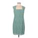 Adrianna Papell Casual Dress - Sheath Square Sleeveless: Green Solid Dresses - Women's Size 8 Petite