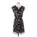 Daniel Rainn Casual Dress - Mini V-Neck Short sleeves: Blue Floral Dresses - Women's Size Small