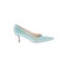 Talbots Heels: Slip On Kitten Heel Cocktail Blue Print Shoes - Women's Size 8 1/2 - Pointed Toe