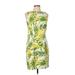 Kim Rogers Casual Dress - Mini High Neck Sleeveless: Yellow Tropical Dresses - Women's Size 10