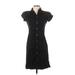 Ralph by Ralph Lauren Casual Dress - Shirtdress Collared Short sleeves: Black Solid Dresses - Women's Size Small