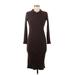 Zara Casual Dress - Midi Collared 3/4 sleeves: Brown Solid Dresses - Women's Size Medium