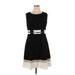 Calvin Klein Casual Dress - Mini Crew Neck Sleeveless: Black Solid Dresses - Women's Size 14