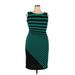 Maya Brooke Casual Dress - Sheath: Teal Stripes Dresses - Women's Size 16