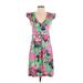 Lilly Pulitzer Casual Dress - A-Line V-Neck Sleeveless: Pink Floral Dresses - Women's Size Small