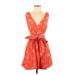 Maeve by Anthropologie Casual Dress - Mini V-Neck Sleeveless: Orange Print Dresses - Women's Size X-Small