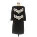 Maggy London Casual Dress - Mini Crew Neck 3/4 sleeves: Black Print Dresses - Women's Size 8