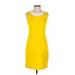 Banana Republic Factory Store Cocktail Dress - Sheath Crew Neck Sleeveless: Yellow Print Dresses - Women's Size 0