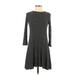 American Eagle Outfitters Casual Dress - Mini Crew Neck 3/4 sleeves: Black Print Dresses - Women's Size 2X-Small