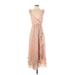 Madewell Casual Dress - Midi V Neck Sleeveless: Pink Polka Dots Dresses - New - Women's Size 00