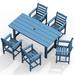 7-Piece HDPE Outdoor Dining Table Sets with Umbrella Hole - 1-Table 6-Chairs
