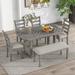 Farmhouse 6-Piece Dining Set, 60" Rectangular Dining Table with 4 Upholstered Dining Chairs and Bench