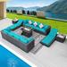 13 Pcs Patio Outdoor Wicker Furniture Sectional Sofa Set with Lounge Chair