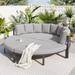 4 Piece Patio Furniture Set, Round Daybed Sunbed with Cushions, All Weather Metal Sectional Sofa Set Conversation Set for Garden