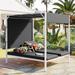 Outdoor Daybed Sunbed with Canopy, Double Chaise Lounge with Small Table, Lounge Chairs with Adjustable Backrest & Curtains