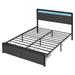 Upholstered Bed Frame with 2 Drawers, Headboard and LED Lights