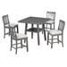 5-Piece Counter Height Dining Table Set in 2 Table Sizes with 4 Folding Leaves and 4 Upholstered Chairs for Dining Room